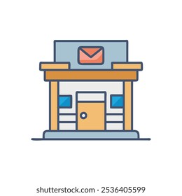 Estilo de Ilustración vectorial del icono de la oficina de correos