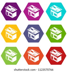Post office icons 9 set coloful isolated on white for web