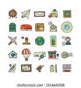 Post Office, icons collection for your design. Vector illustration