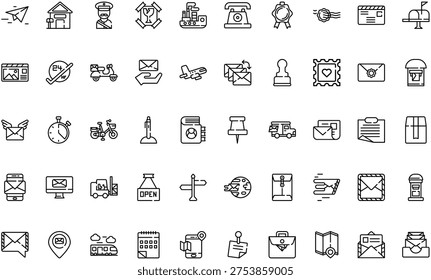 Post Office Icons Delivery Logistics Set . Perfect modern icons on editable stroke.