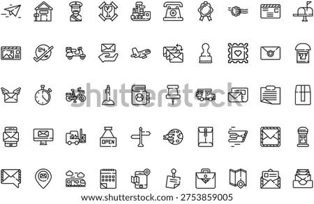 Post Office Icons Delivery Logistics Set . Perfect modern icons on editable stroke.