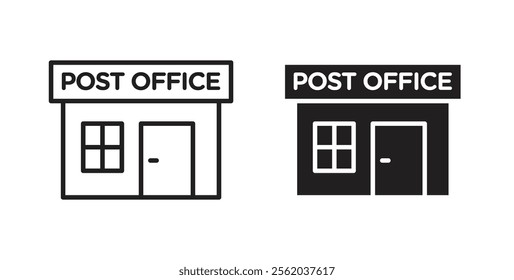 Post office icons in flat and line style set.