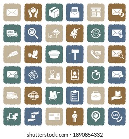 Post Office Icons. Grunge Color Flat Design. Vector Illustration.