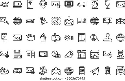 Post office icons High-Quality Vector Icons Collection with Editable Stroke. Ideal for Professional and Creative Projects