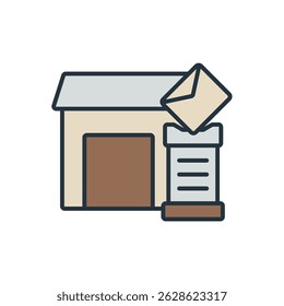 post office icons isolated on White Background. Flat style design