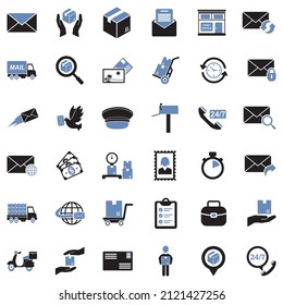 Iconos de correos. Diseño Plano De Dos Tonos. Ilustración vectorial.