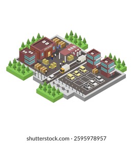 Post office isometric on white background