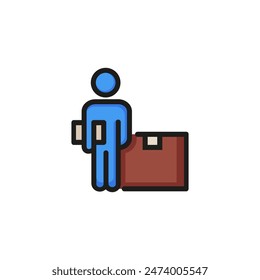 Post office line icon. Customer, sending parcel, courier. Mail concept. Vector illustration can be used for topics like delivery, shipping, service