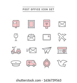 POST OFFICE LINE ICON SET	