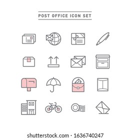 POST OFFICE LINE ICON SET	