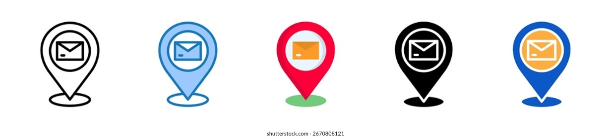 Os ícones de vários estilos do Post Office definem a ilustração do vetor de design.