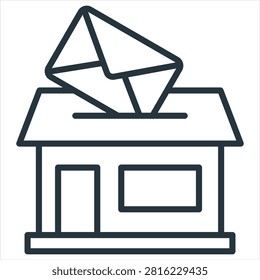 Post Office Outline Icon Style Collection