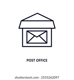 post office outline icon.  Thin line icon from delivery and logistic collection. Editable vector isolated on white background
