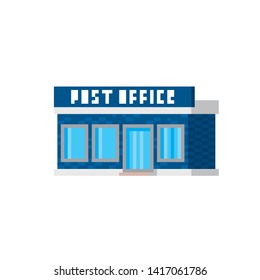 Post office. Pixel art. Old school computer graphic. 8 bit video game. Game assets 8-bit sprite.