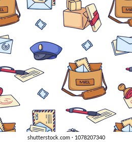 Post office seamless vector pattern.
