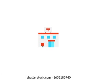 Post Office vector flat icon. Isolated Japanese Post Office Building emoji illustration 