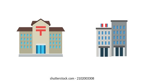 Post Office vector flat icon. Isolated Japanese Post Office Building emoji illustration. Department store vector flat icon. Isolated Department store building emoji illustration