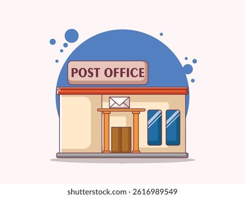 Post Office Vector Icon Illustration. Building And Landmark Icon Concept White Isolated. Flat Cartoon Style Suitable for Web Landing Page, Banner, Sticker, Background