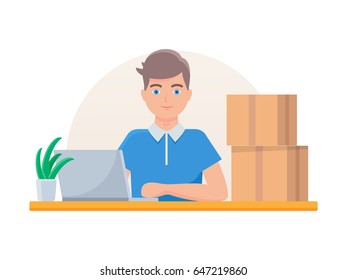 Post office vector illustration. Delivery service, courier