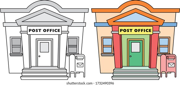 POST OFFICE VECTOR OUTLINE COLOR