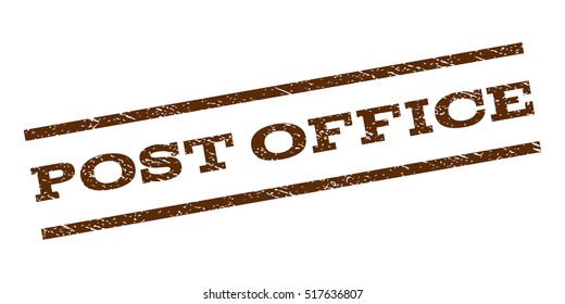 Post Office watermark stamp. Text caption between parallel lines with grunge design style. Rubber seal stamp with scratched texture. Vector brown color ink imprint on a white background.