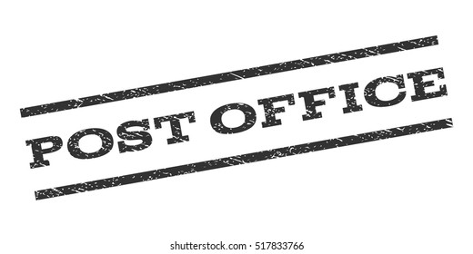 Post Office watermark stamp. Text tag between parallel lines with grunge design style. Rubber seal stamp with scratched texture. Vector gray color ink imprint on a white background.