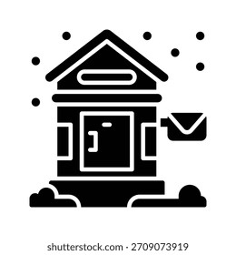 Post Office Winter Mailbox Glyph Style Icon,