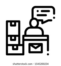 Post Office Workplace Postal Transportation Company Icon Vector Thin Line. Contour Illustration