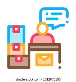 Post Office Workplace Postal Transportation Company Icon Vector Thin Line. Contour Illustration