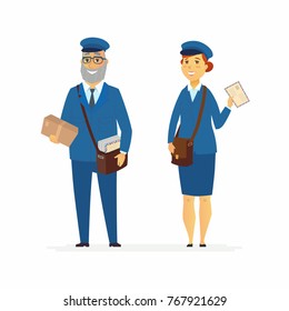Post officers - cartoon people characters illustration