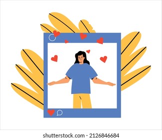 A post on social networks with a photo, a photo on social networks. Put likes on photos