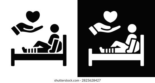 Post Operative Care Icon White And Black Background Style