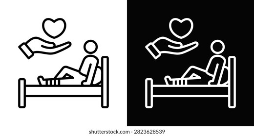 Post Operative Care Icon White And Black Background Style