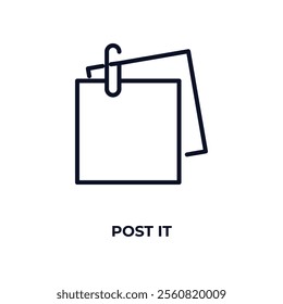 post it outline icon. Linear vector from business concept. Thin line post it icon isolated on white background