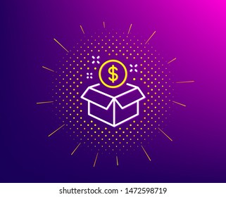 Post package line icon. Halftone pattern. Paid service sign. Gradient background. Post package line icon. Yellow halftone pattern. Vector