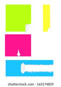 post it paper colorful on white background.