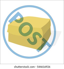 Post parcel. Box. Vector illustration.. Stamp.