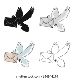 Post pigeon. Mail and postman single icon in cartoon style vector symbol stock illustration web.