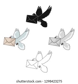 Post pigeon.Mail and postman single icon in cartoon style vector symbol stock illustration web.