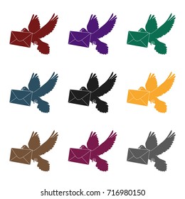 Post pigeon.Mail and postman single icon in black style vector symbol stock illustration web.