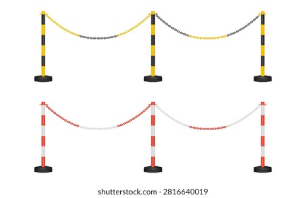 post and plastic chain barrier vector illustration isolated on white background.