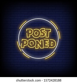 Post Poned Neon Signs Style Text Vector