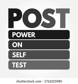 POST - Power On Self Test acronym, technology concept background