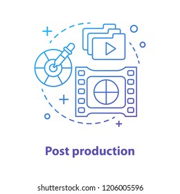 Post production concept icon. Video, photo editing idea thin line illustration. Vector isolated outline drawing