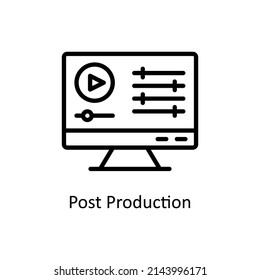 Icono de contorno del vector de posproducción para web aislada en el archivo EPS 10 de fondo blanco