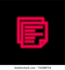 Post it red glowing neon ui ux icon. Glowing sign logo vector