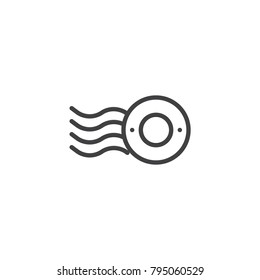 Post rubber stamp line icon, outline vector sign, linear style pictogram isolated on white. Symbol, logo illustration. Editable stroke