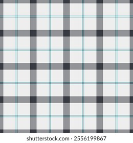 Post seamless pattern plaid, quality check tartan vector. French fabric background texture textile in grey and white colors palette.