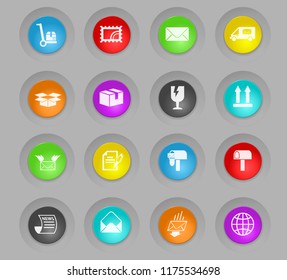 post service colored plastic round buttons vector icons for web and user interface design