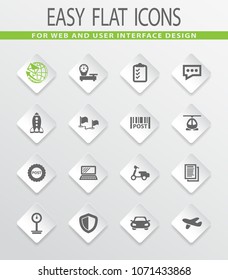 Post service flat icons set for web sites and user interface